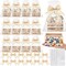 12-Piece Gift Basket Kit – Small Unfinished Wooden Crates with 12 Bows and 12 Clear Treat Bags for Crafts, Weddings, Holidays, Birthdays, Easter, and Home Décor (Natural Wood Color)